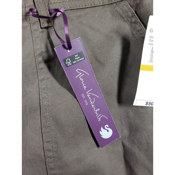 Gloria Vanderbilt Pants Size 16 W Womens Brown Stretch Capri Plus Cargo NWT - Picture 4 of 16